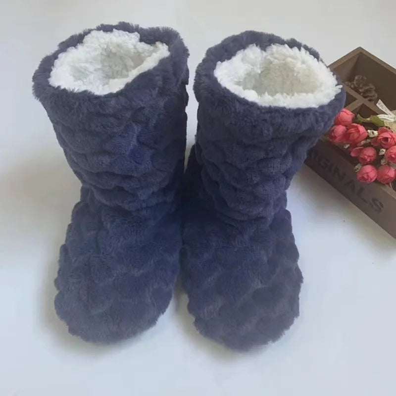 Winter Women Slippers Shoes Winter Couple Floor Socks Adult Non-Slip Thickening Velvet Indoor Dance High-Tube Slippers