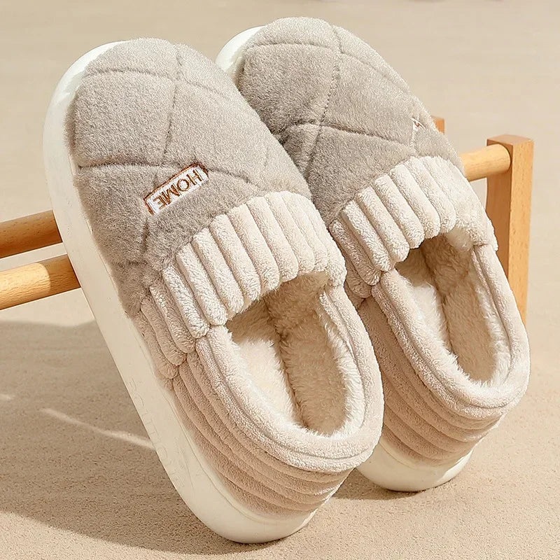 Home Slipper Men Cartoon Bear Fuzzy Winter Warm Plush Indoor Floor Non Slip Male House Room Shoes Footwear Furry Plus Large Size