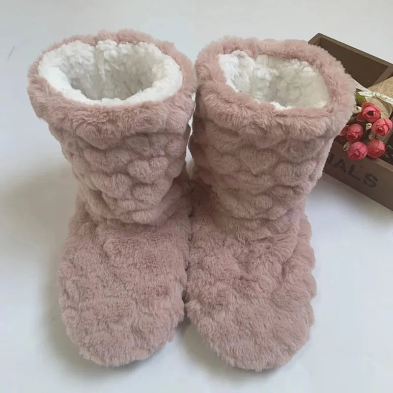 Winter Women Slippers Shoes Winter Couple Floor Socks Adult Non-Slip Thickening Velvet Indoor Dance High-Tube Slippers