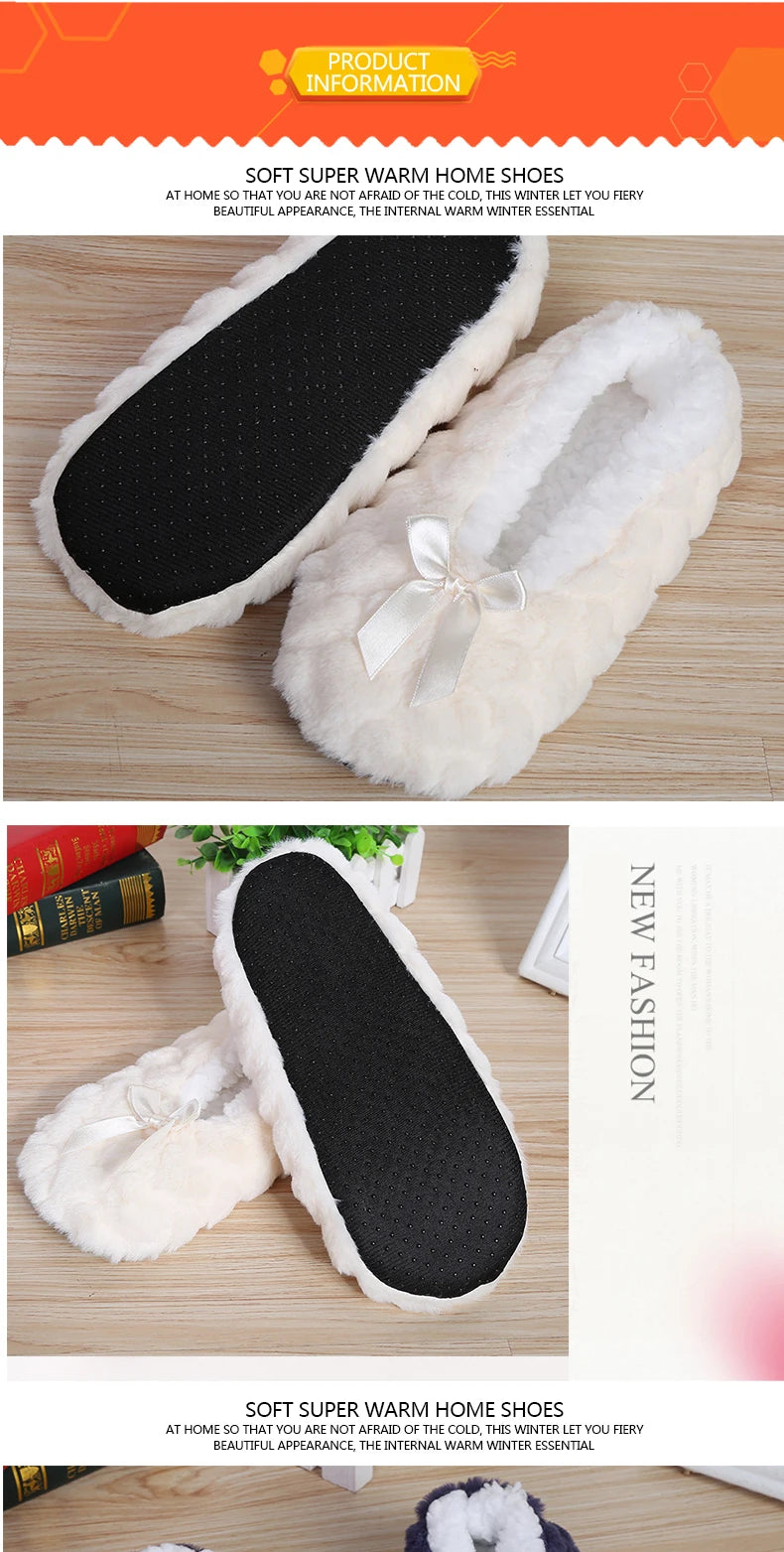 Mntrerm New Cute 2023 Indoor Home Slippers Warm Soft Plush Slippers Non-slip Indoor Fur Slippers Solid Color Cute Women Shoes
