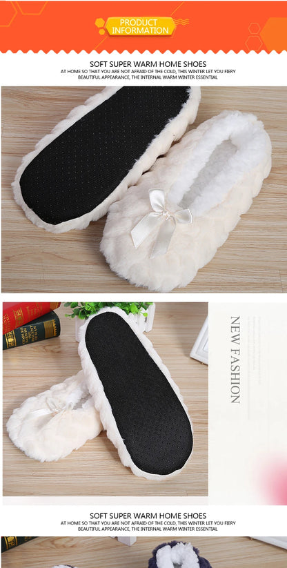 Mntrerm New Cute 2023 Indoor Home Slippers Warm Soft Plush Slippers Non-slip Indoor Fur Slippers Solid Color Cute Women Shoes