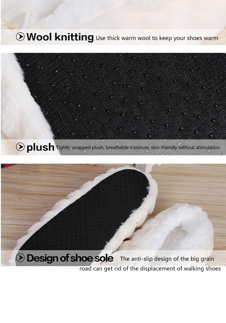 Mntrerm New Cute 2023 Indoor Home Slippers Warm Soft Plush Slippers Non-slip Indoor Fur Slippers Solid Color Cute Women Shoes