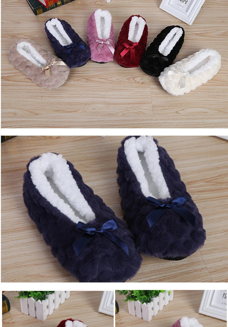 Mntrerm New Cute 2023 Indoor Home Slippers Warm Soft Plush Slippers Non-slip Indoor Fur Slippers Solid Color Cute Women Shoes