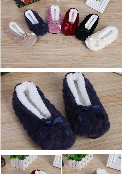 Mntrerm New Cute 2023 Indoor Home Slippers Warm Soft Plush Slippers Non-slip Indoor Fur Slippers Solid Color Cute Women Shoes
