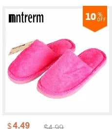 Mntrerm New Cute 2023 Indoor Home Slippers Warm Soft Plush Slippers Non-slip Indoor Fur Slippers Solid Color Cute Women Shoes