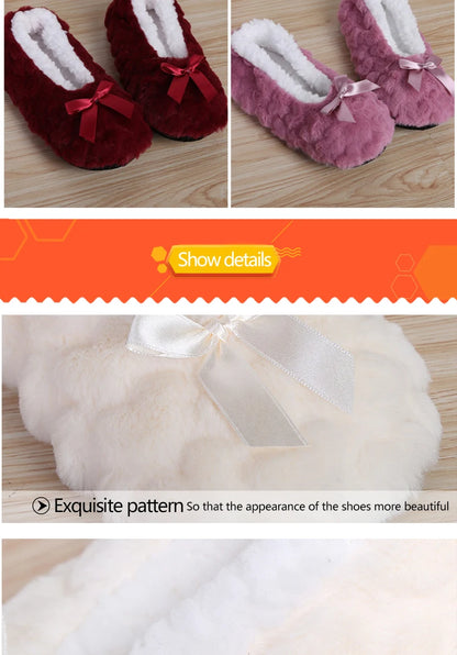 Mntrerm New Cute 2023 Indoor Home Slippers Warm Soft Plush Slippers Non-slip Indoor Fur Slippers Solid Color Cute Women Shoes
