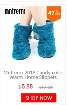 Mntrerm New Cute 2023 Indoor Home Slippers Warm Soft Plush Slippers Non-slip Indoor Fur Slippers Solid Color Cute Women Shoes