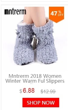 Mntrerm New Cute 2023 Indoor Home Slippers Warm Soft Plush Slippers Non-slip Indoor Fur Slippers Solid Color Cute Women Shoes