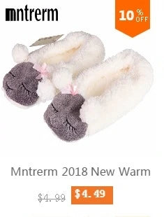 Mntrerm New Cute 2023 Indoor Home Slippers Warm Soft Plush Slippers Non-slip Indoor Fur Slippers Solid Color Cute Women Shoes