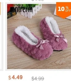 Mntrerm New Cute 2023 Indoor Home Slippers Warm Soft Plush Slippers Non-slip Indoor Fur Slippers Solid Color Cute Women Shoes