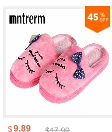 Mntrerm New Cute 2023 Indoor Home Slippers Warm Soft Plush Slippers Non-slip Indoor Fur Slippers Solid Color Cute Women Shoes