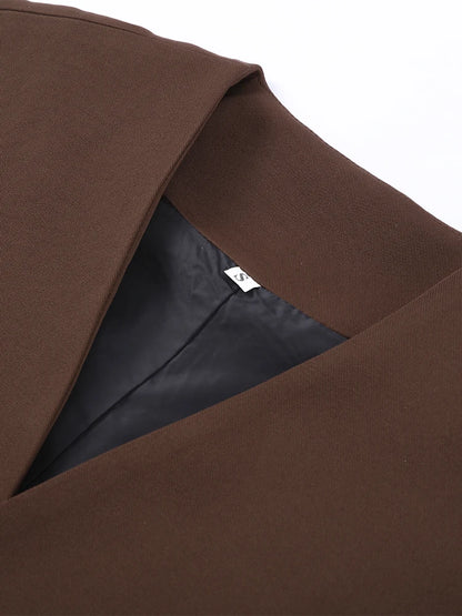 Women's Trouser Suit Solid Single Button Blazer High Waist Wide Leg Pants Female Suits 2025 Spring Summer 2 Pieces Outfits