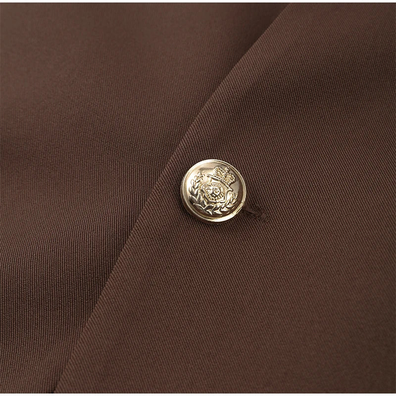 Women's Trouser Suit Solid Single Button Blazer High Waist Wide Leg Pants Female Suits 2025 Spring Summer 2 Pieces Outfits