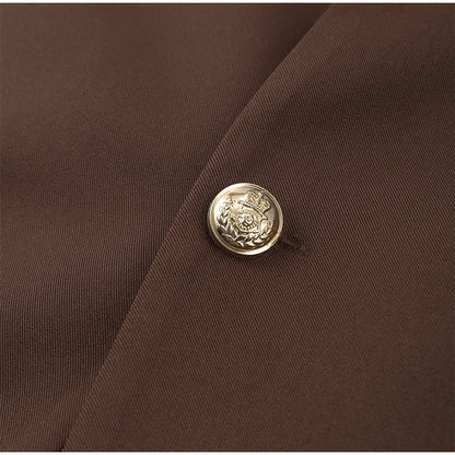 Women's Trouser Suit Solid Single Button Blazer High Waist Wide Leg Pants Female Suits 2025 Spring Summer 2 Pieces Outfits