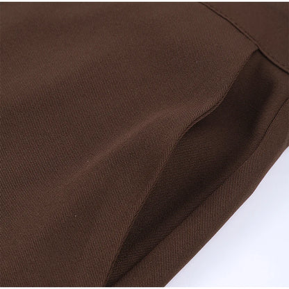 Women's Trouser Suit Solid Single Button Blazer High Waist Wide Leg Pants Female Suits 2025 Spring Summer 2 Pieces Outfits
