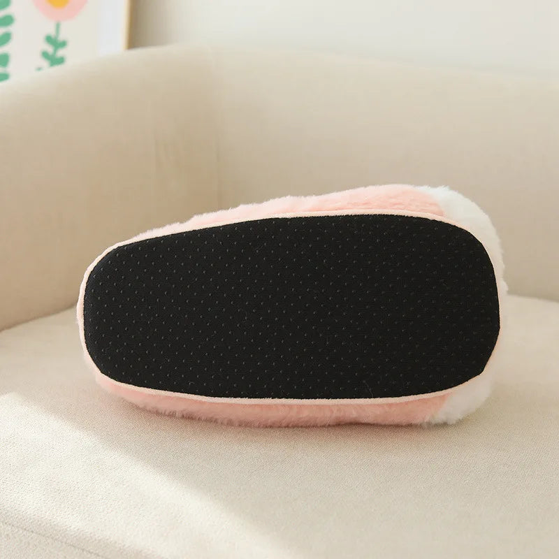 Cute Rabbit Shoes Women Winter Slippers Warm Plush Soft Sole Girls Indoor Home Floor Slipper Pink Color Ladies Cartoon Footwear