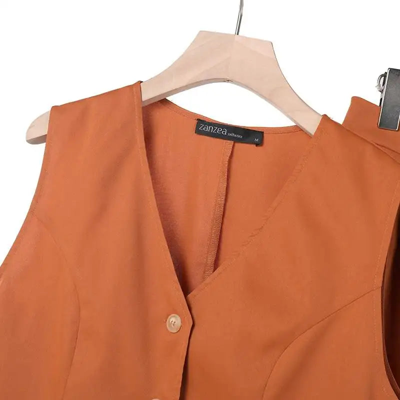2025 ZANZEA Woman Elegant 2-Piece Pant Sets Casual Vest and Pants Sets Old Money Style Suits 2pcs Outfits Wide Leg Trouser Sets