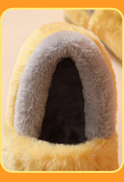 Home Slipper Men Cartoon Bear Fuzzy Winter Warm Plush Indoor Floor Non Slip Male House Room Shoes Footwear Furry Plus Large Size
